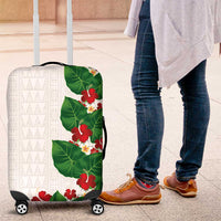 Hawaiian Taro Leaves-Hibiscus and Plumeria Luggage Cover Polynesian Art-Kakau Tattoo White LT03 White - Polynesian Pride