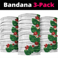 Hawaiian Taro Leaves-Hibiscus and Plumeria Neck Gaiter Polynesian Art-Kakau Tattoo White LT03 package One Size: 25*50cm White - Polynesian Pride