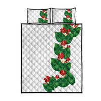 Hawaiian Taro Leaves-Hibiscus and Plumeria Quilt Bed Set Polynesian Art-Kakau Tattoo White LT03 - Polynesian Pride