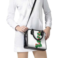 Hawaiian Taro Leaves-Hibiscus and Plumeria Shoulder Handbag Polynesian Art-Kakau Tattoo White LT03 - Polynesian Pride
