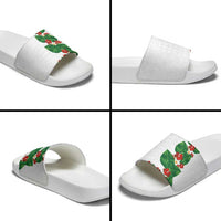 Hawaiian Taro Leaves-Hibiscus and Plumeria Slide Sandals Polynesian Art-Kakau Tattoo White LT03 - Polynesian Pride