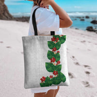Hawaiian Taro Leaves-Hibiscus and Plumeria Tote Bag Polynesian Art-Kakau Tattoo White LT03 - Polynesian Pride
