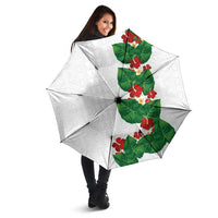 Hawaiian Taro Leaves-Hibiscus and Plumeria Umbrella Polynesian Art-Kakau Tattoo White LT03 - Polynesian Pride