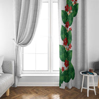 Hawaiian Taro Leaves-Hibiscus and Plumeria Window Curtain Polynesian Art-Kakau Tattoo White LT03 - Polynesian Pride