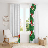 Hawaiian Taro Leaves-Hibiscus and Plumeria Window Curtain Polynesian Art-Kakau Tattoo White LT03 - Polynesian Pride