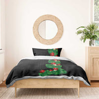 Hawaiian Taro Leaves-Hibiscus and Plumeria Bedding Set Polynesian Art-Kakau Tattoo Black LT03 - Polynesian Pride