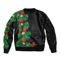 Hawaiian Taro Leaves-Hibiscus and Plumeria Bomber Jacket Polynesian Art-Kakau Tattoo Black LT03 - Polynesian Pride
