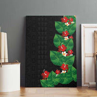Hawaiian Taro Leaves-Hibiscus and Plumeria Canvas Wall Art Polynesian Art-Kakau Tattoo Black LT03 - Polynesian Pride