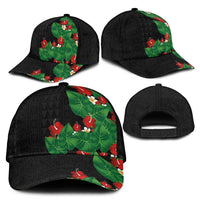 Hawaiian Taro Leaves-Hibiscus and Plumeria Classic Cap Polynesian Art-Kakau Tattoo Black LT03 - Polynesian Pride