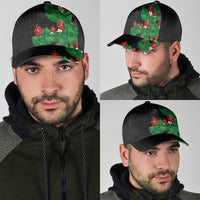 Hawaiian Taro Leaves-Hibiscus and Plumeria Classic Cap Polynesian Art-Kakau Tattoo Black LT03 - Polynesian Pride