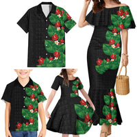 Hawaiian Taro Leaves-Hibiscus and Plumeria Family Matching Mermaid Dress and Hawaiian Shirt Polynesian Art-Kakau Tattoo Black LT03 - Polynesian Pride