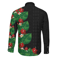 Hawaiian Taro Leaves-Hibiscus and Plumeria Family Matching Mermaid Dress and Hawaiian Shirt Polynesian Art-Kakau Tattoo Black LT03 - Polynesian Pride