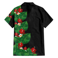 Hawaiian Taro Leaves-Hibiscus and Plumeria Family Matching Puletasi and Hawaiian Shirt Polynesian Art-Kakau Tattoo Black LT03 - Polynesian Pride