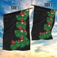 Hawaiian Taro Leaves-Hibiscus and Plumeria Garden Flag Polynesian Art-Kakau Tattoo Black LT03 - Polynesian Pride