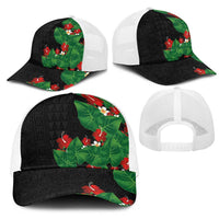 Hawaiian Taro Leaves-Hibiscus and Plumeria Mesh Trucker Cap Polynesian Art-Kakau Tattoo Black LT03 - Polynesian Pride