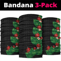 Hawaiian Taro Leaves-Hibiscus and Plumeria Neck Gaiter Polynesian Art-Kakau Tattoo Black LT03 package One Size: 25*50cm Black - Polynesian Pride