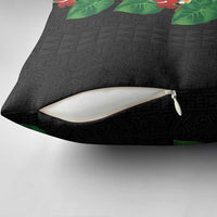 Hawaiian Taro Leaves-Hibiscus and Plumeria Pillow Cover Polynesian Art-Kakau Tattoo Black LT03 - Polynesian Pride
