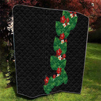 Hawaiian Taro Leaves-Hibiscus and Plumeria Quilt Polynesian Art-Kakau Tattoo Black LT03 - Polynesian Pride