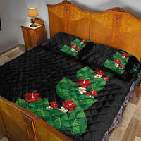 Hawaiian Taro Leaves-Hibiscus and Plumeria Quilt Bed Set Polynesian Art-Kakau Tattoo Black LT03 - Polynesian Pride