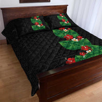 Hawaiian Taro Leaves-Hibiscus and Plumeria Quilt Bed Set Polynesian Art-Kakau Tattoo Black LT03 - Polynesian Pride