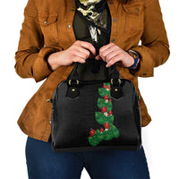 Hawaiian Taro Leaves-Hibiscus and Plumeria Shoulder Handbag Polynesian Art-Kakau Tattoo Black LT03 - Polynesian Pride