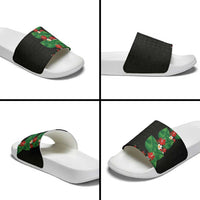 Hawaiian Taro Leaves-Hibiscus and Plumeria Slide Sandals Polynesian Art-Kakau Tattoo Black LT03 - Polynesian Pride
