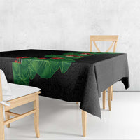 Hawaiian Taro Leaves-Hibiscus and Plumeria Tablecloth Polynesian Art-Kakau Tattoo Black LT03 - Polynesian Pride