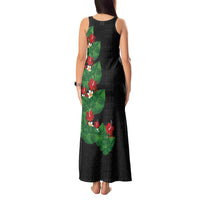 Hawaiian Taro Leaves-Hibiscus and Plumeria Tank Maxi Dress Polynesian Art-Kakau Tattoo Black LT03 - Polynesian Pride