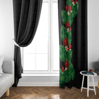 Hawaiian Taro Leaves-Hibiscus and Plumeria Window Curtain Polynesian Art-Kakau Tattoo Black LT03 - Polynesian Pride
