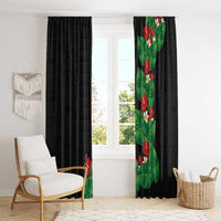 Hawaiian Taro Leaves-Hibiscus and Plumeria Window Curtain Polynesian Art-Kakau Tattoo Black LT03 - Polynesian Pride