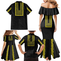 Philippines Polynesian Jasmine Pattern Family Matching Mermaid Dress and Hawaiian Shirt With Barong Tagalog Black Style LT03 - Polynesian Pride