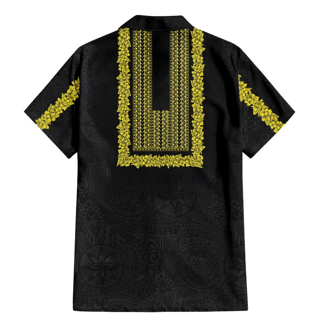 Philippines Polynesian Jasmine Pattern Family Matching Mermaid Dress and Hawaiian Shirt With Barong Tagalog Black Style LT03 - Polynesian Pride