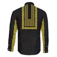 Philippines Polynesian Jasmine Pattern Family Matching Mermaid Dress and Hawaiian Shirt With Barong Tagalog Black Style LT03 - Polynesian Pride