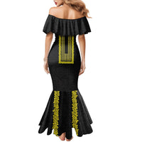 Philippines Polynesian Jasmine Pattern Family Matching Mermaid Dress and Hawaiian Shirt With Barong Tagalog Black Style LT03 - Polynesian Pride