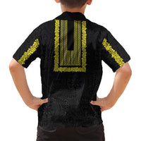 Philippines Polynesian Jasmine Pattern Family Matching Off Shoulder Short Dress and Hawaiian Shirt With Barong Tagalog Black Style LT03 - Polynesian Pride