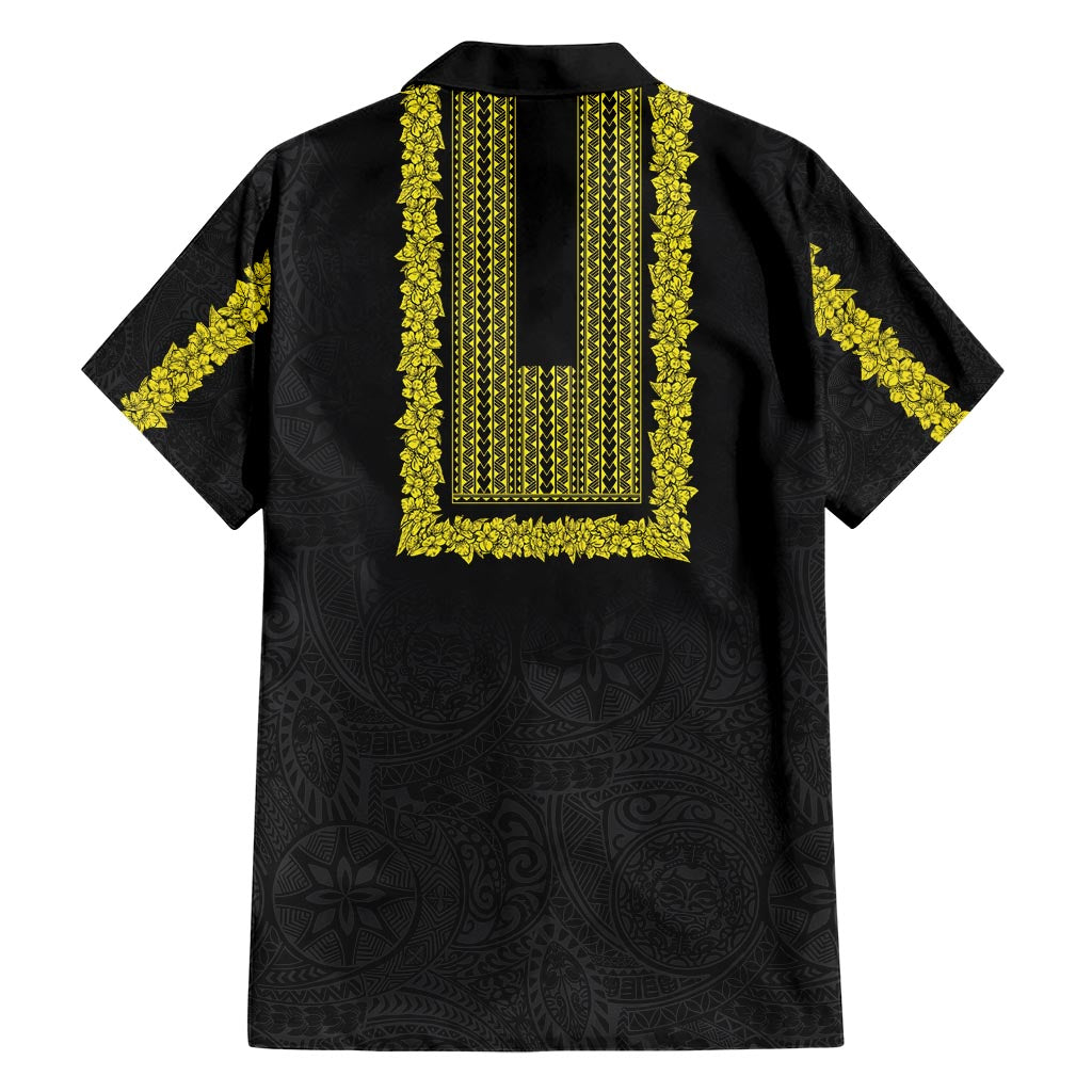 Philippines Polynesian Jasmine Pattern Family Matching Short Sleeve Bodycon Dress and Hawaiian Shirt With Barong Tagalog Black Style LT03 - Polynesian Pride
