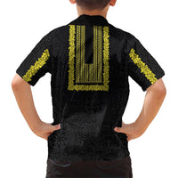 Philippines Polynesian Jasmine Pattern Kid Hawaiian Shirt With Barong Tagalog Black Style