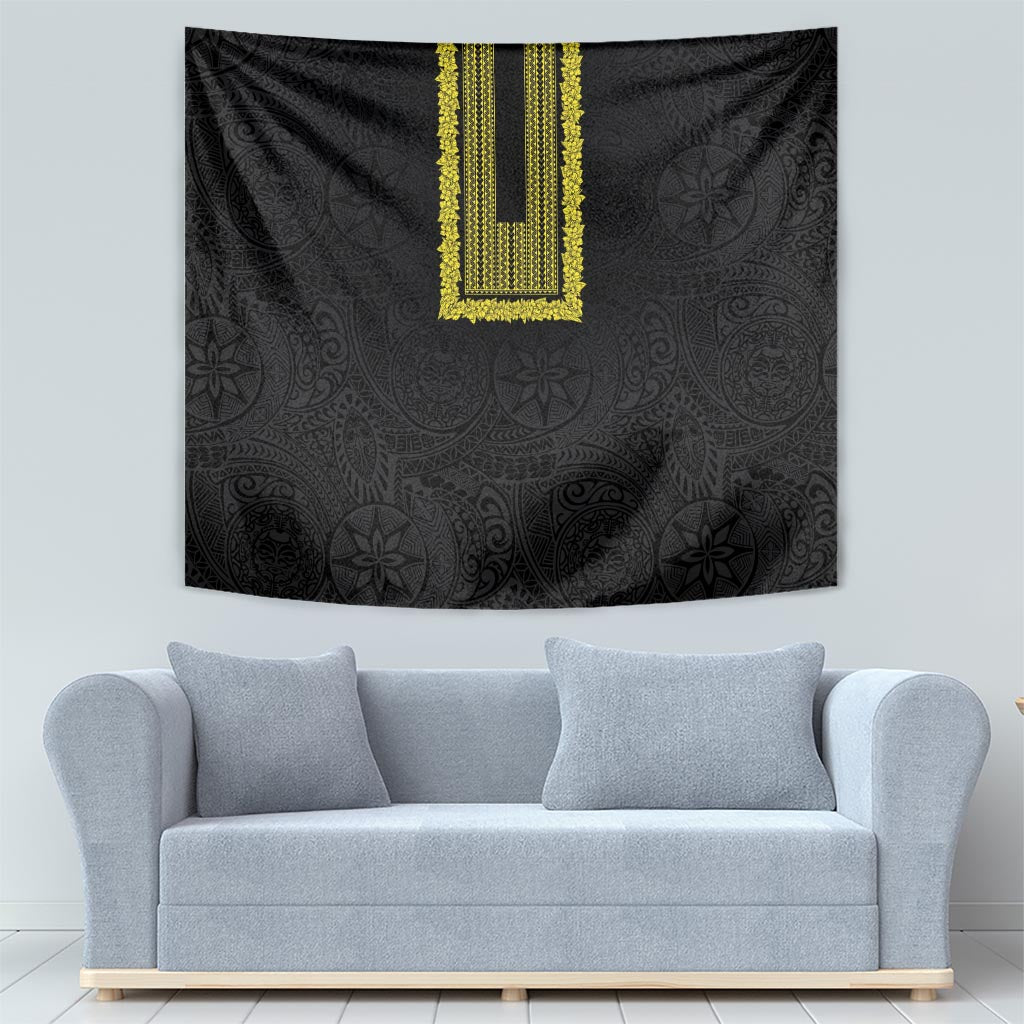 Philippines Polynesian Jasmine Pattern Tapestry With Barong Tagalog Black Style