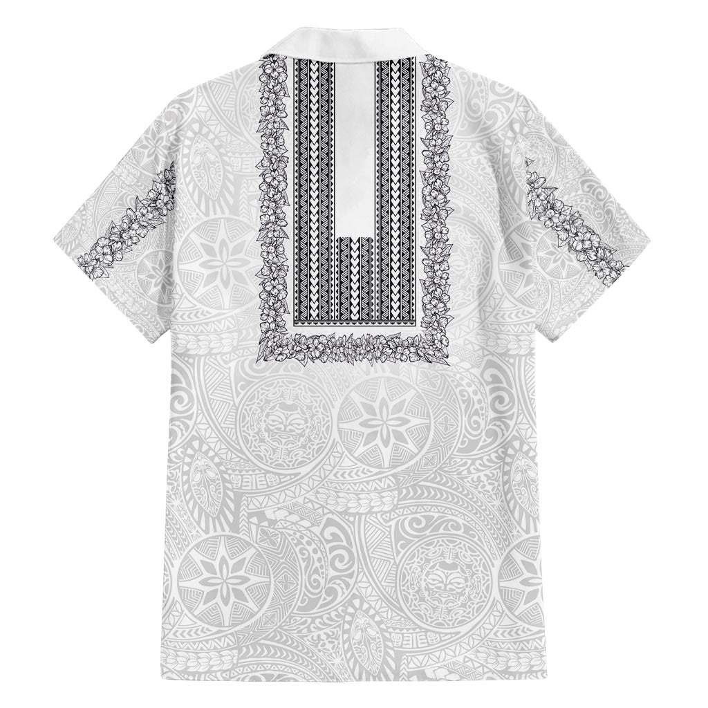 Philippines Polynesian Jasmine Pattern Family Matching Long Sleeve Bodycon Dress and Hawaiian Shirt With Barong Tagalog White Style LT03 - Polynesian Pride