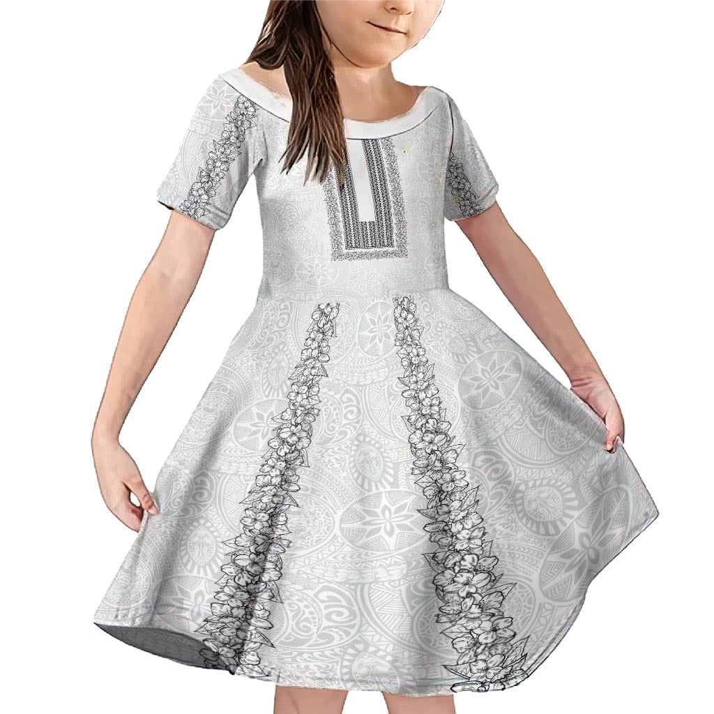 Philippines Polynesian Jasmine Pattern Family Matching Mermaid Dress and Hawaiian Shirt With Barong Tagalog White Style LT03 Daughter's Dress White - Polynesian Pride