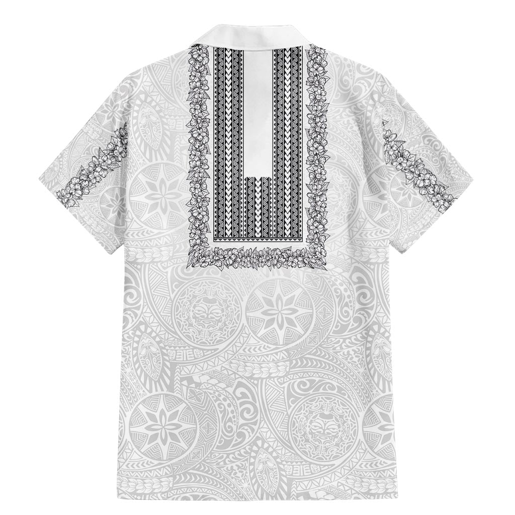 Philippines Polynesian Jasmine Pattern Family Matching Mermaid Dress and Hawaiian Shirt With Barong Tagalog White Style LT03 - Polynesian Pride