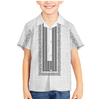 Philippines Polynesian Jasmine Pattern Family Matching Mermaid Dress and Hawaiian Shirt With Barong Tagalog White Style LT03 Son's Shirt White - Polynesian Pride