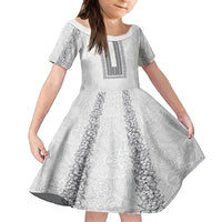 Philippines Polynesian Jasmine Pattern Family Matching Off The Shoulder Long Sleeve Dress and Hawaiian Shirt With Barong Tagalog White Style LT03 Daughter's Dress White - Polynesian Pride