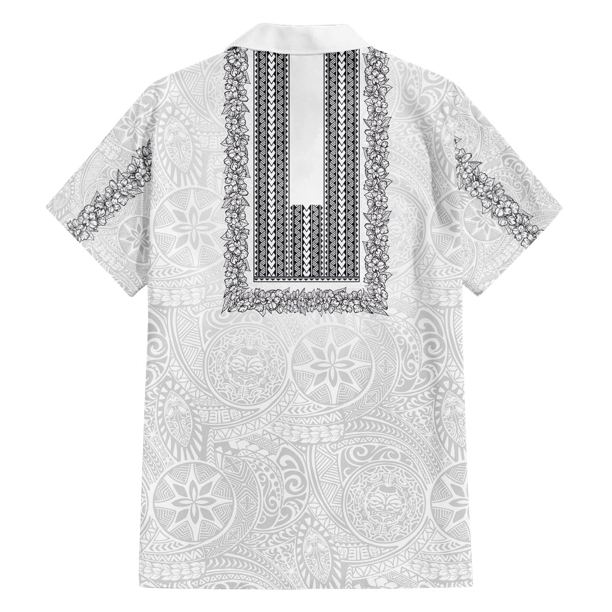 Philippines Polynesian Jasmine Pattern Family Matching Off The Shoulder Long Sleeve Dress and Hawaiian Shirt With Barong Tagalog White Style LT03 - Polynesian Pride