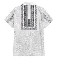 Philippines Polynesian Jasmine Pattern Family Matching Off The Shoulder Long Sleeve Dress and Hawaiian Shirt With Barong Tagalog White Style LT03 - Polynesian Pride
