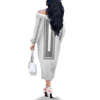 Philippines Polynesian Jasmine Pattern Family Matching Off The Shoulder Long Sleeve Dress and Hawaiian Shirt With Barong Tagalog White Style LT03 - Polynesian Pride