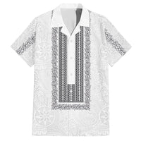 Philippines Polynesian Jasmine Pattern Family Matching Short Sleeve Bodycon Dress and Hawaiian Shirt With Barong Tagalog White Style LT03 Dad's Shirt - Short Sleeve White - Polynesian Pride