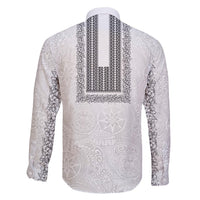Philippines Polynesian Jasmine Pattern Family Matching Short Sleeve Bodycon Dress and Hawaiian Shirt With Barong Tagalog White Style LT03 - Polynesian Pride