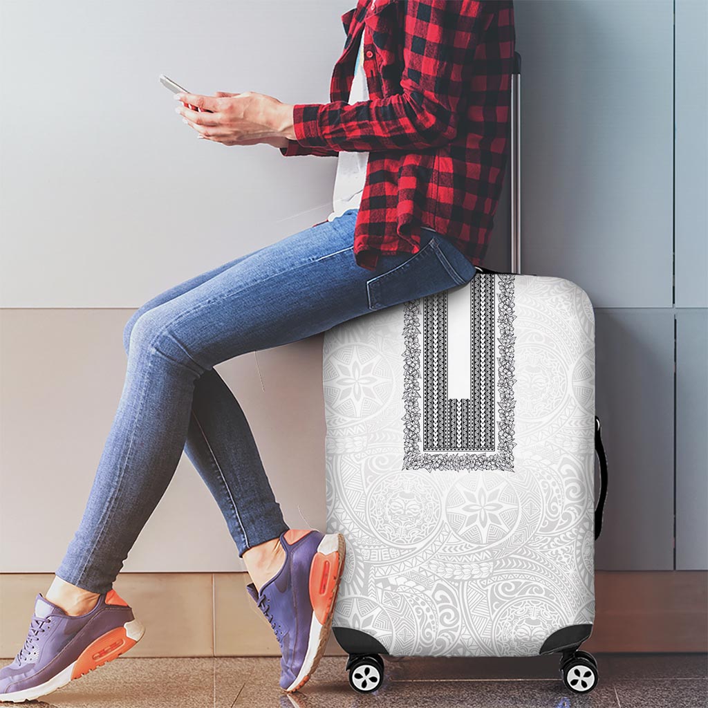 Philippines Polynesian Jasmine Pattern Luggage Cover With Barong Tagalog White Style
