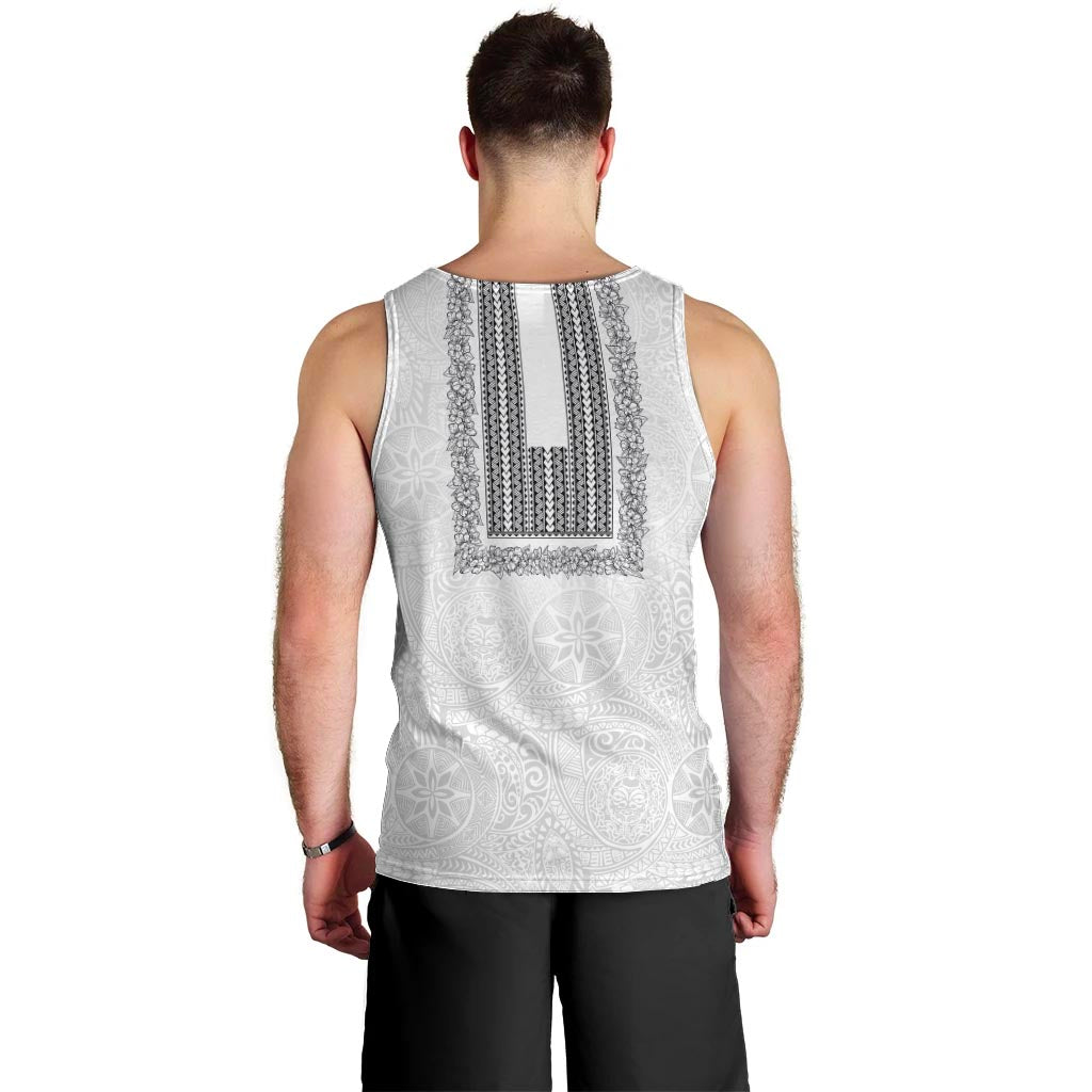 Philippines Polynesian Jasmine Pattern Men Tank Top With Barong Tagalog White Style